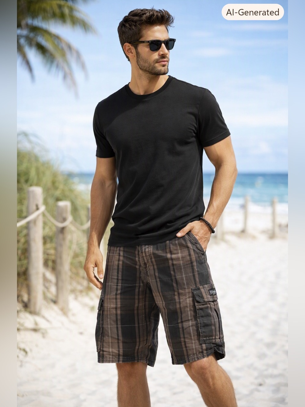 Wrangler Plaid Cargo Shorts 38 Gorpcore Coastal Classic 90s Minimalist